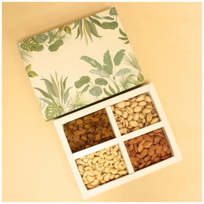 Leaf Print Dryfruit  Box (8.5x6.5x1.5 Inches)