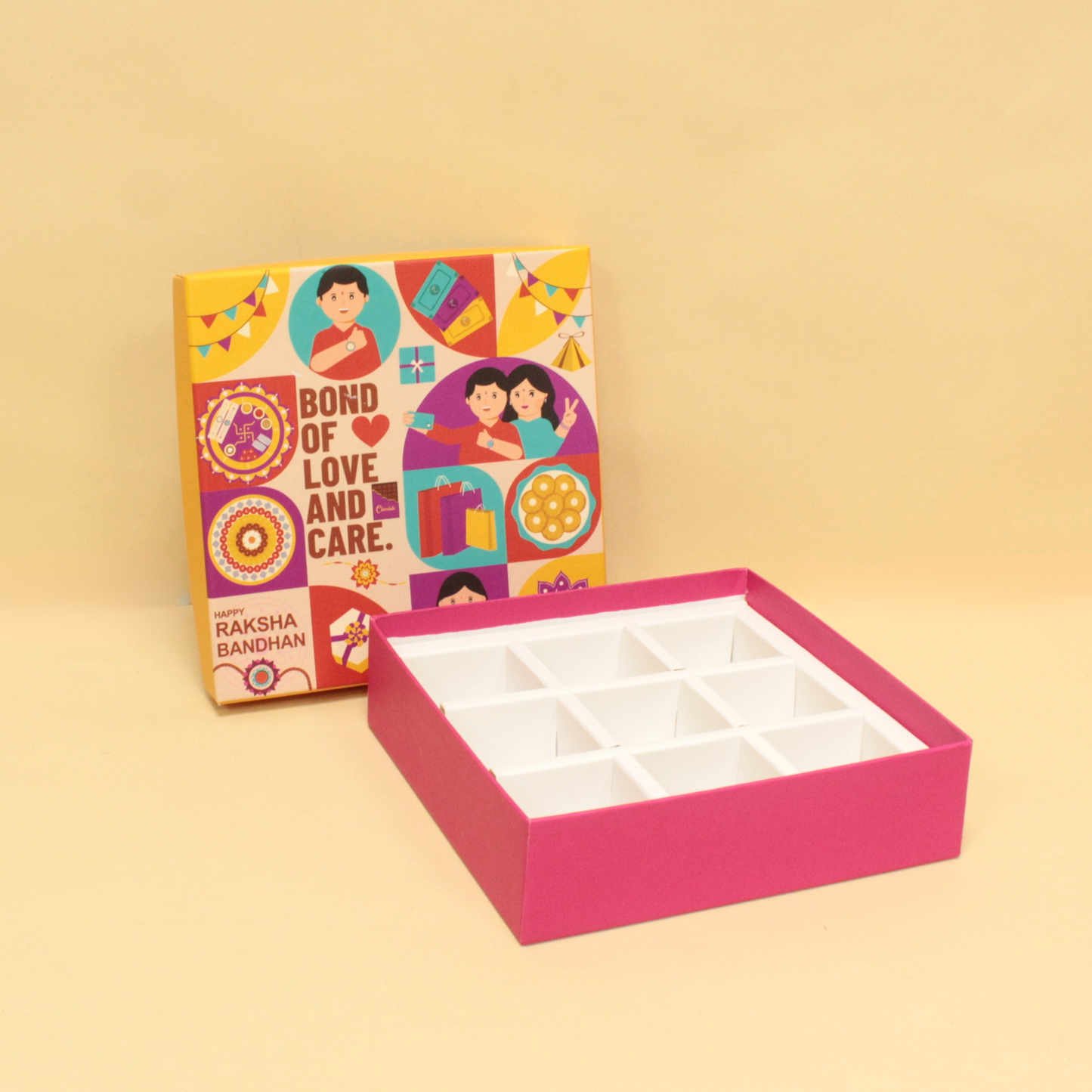 Rakhi Rigid Chocolate Box (7.5x7.5x2 Inches)