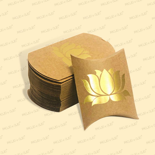 Lotus Kraft Pillow Box (4x4.5x1.5 Inches)