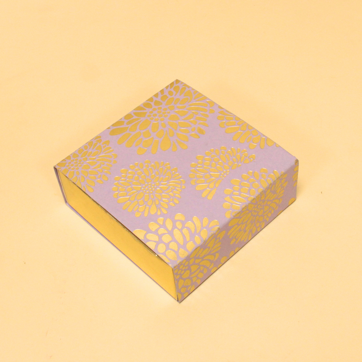 4 Cavity Flower Foil Chocolate Box (4.5x4.5x1.5 Inches)
