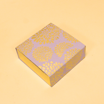 4 Cavity Flower Foil Chocolate Box (4.5x4.5x1.5 Inches)