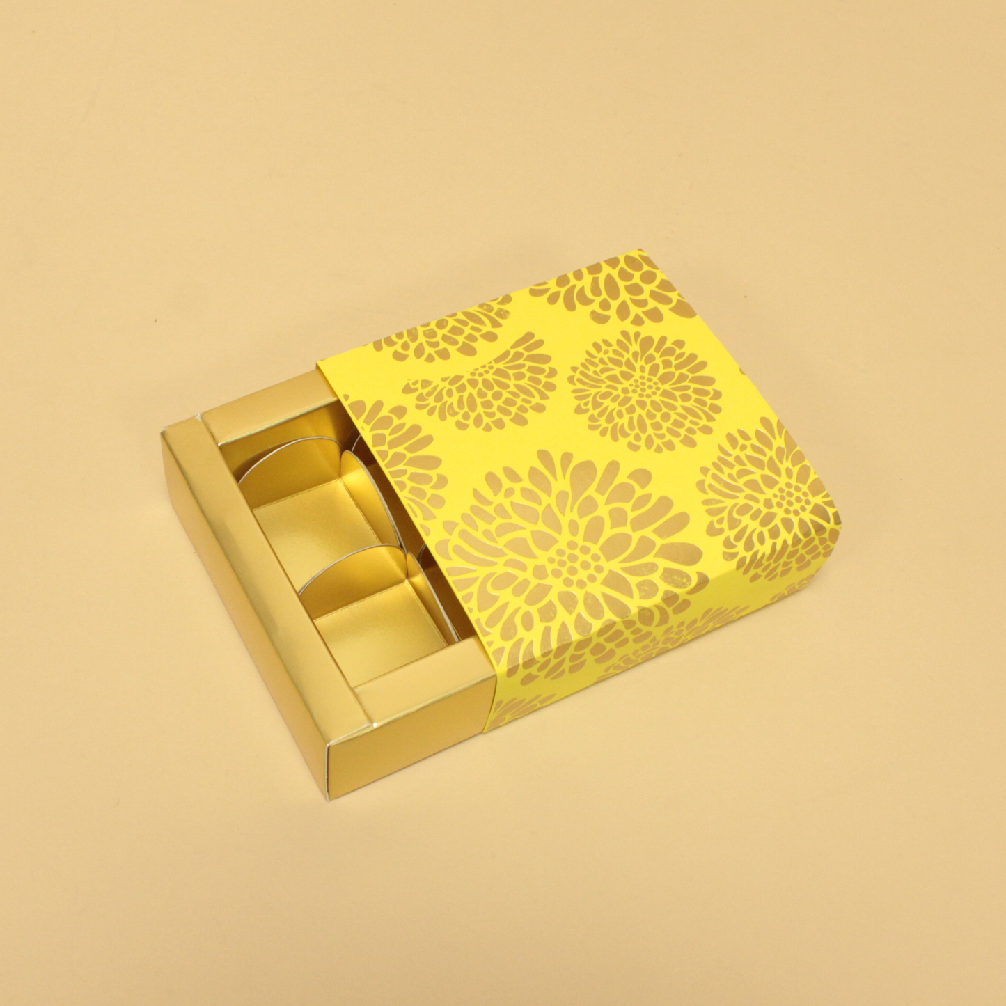 4 Cavity Flower Foil Chocolate Box (4.5x4.5x1.5 Inches)
