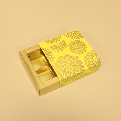 4 Cavity Flower Foil Chocolate Box (4.5x4.5x1.5 Inches)