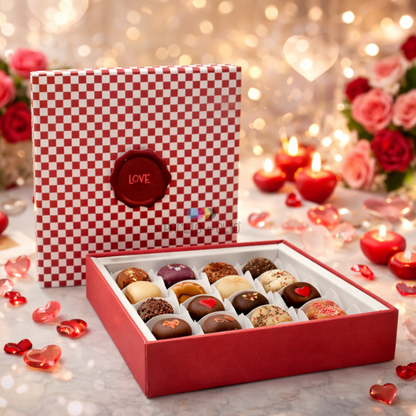 Valentines 16 cavity Chocolate Rigid Box | 7.5x7.5x1.5 Inches