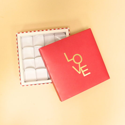 Valentines 16 cavity Chocolate Rigid Box | 7.5x7.5x1.5 Inches