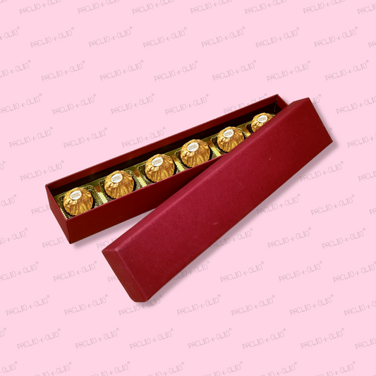 6 CAVITY CHOCOLATE RIGID BOX - RED (11.5x2.2x1.6 INCHES)