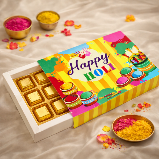 Holi 12 Cavity Chocolate Box | 8.5x6.5x1.5 Inches