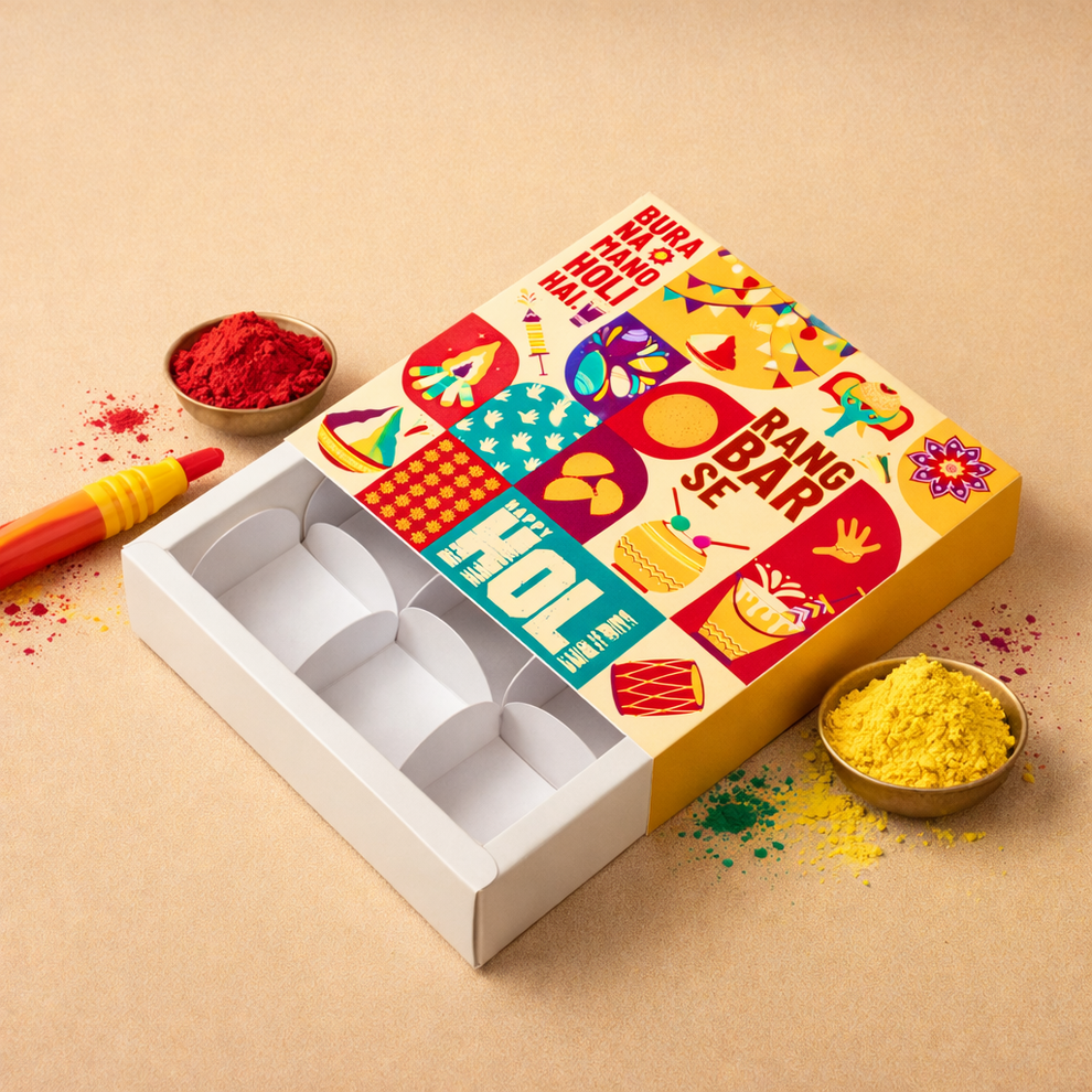 Holi 9 Cavity Chocolate Box | 5.5x5.5x1.5 Inches – PACLIO-e-OLIO