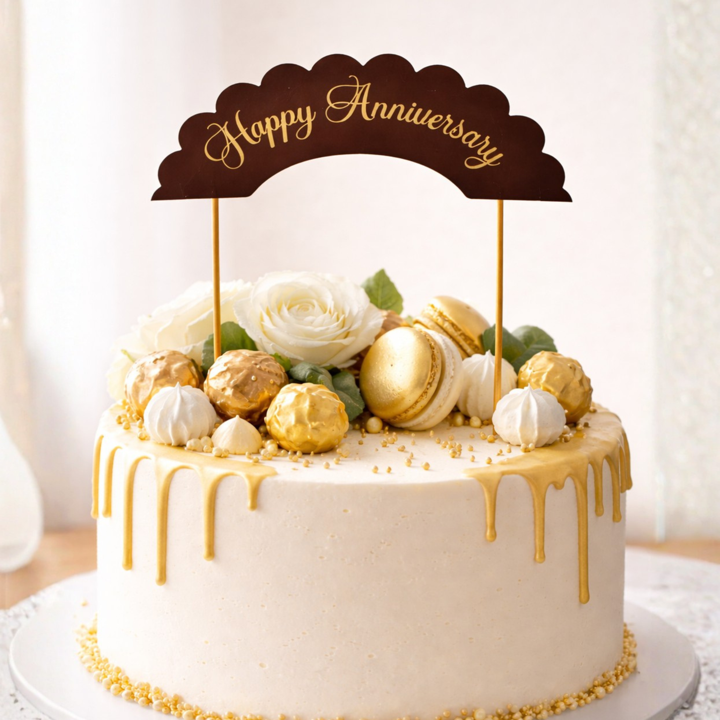 Happy Anniversary Cake Bunting | 6.4x2.7 Inches | Pack Of 10 Pieces