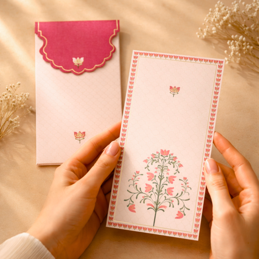 Flower Print Art Envelope | 6.7X3.2 Inches | Pack Of 10 Pieces