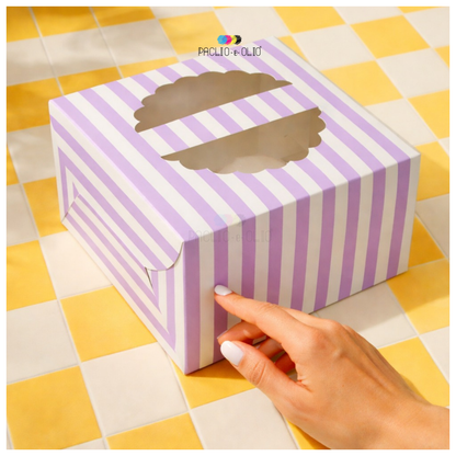 4 Cupcake Stripes Print Box | 7x7x4 Inches