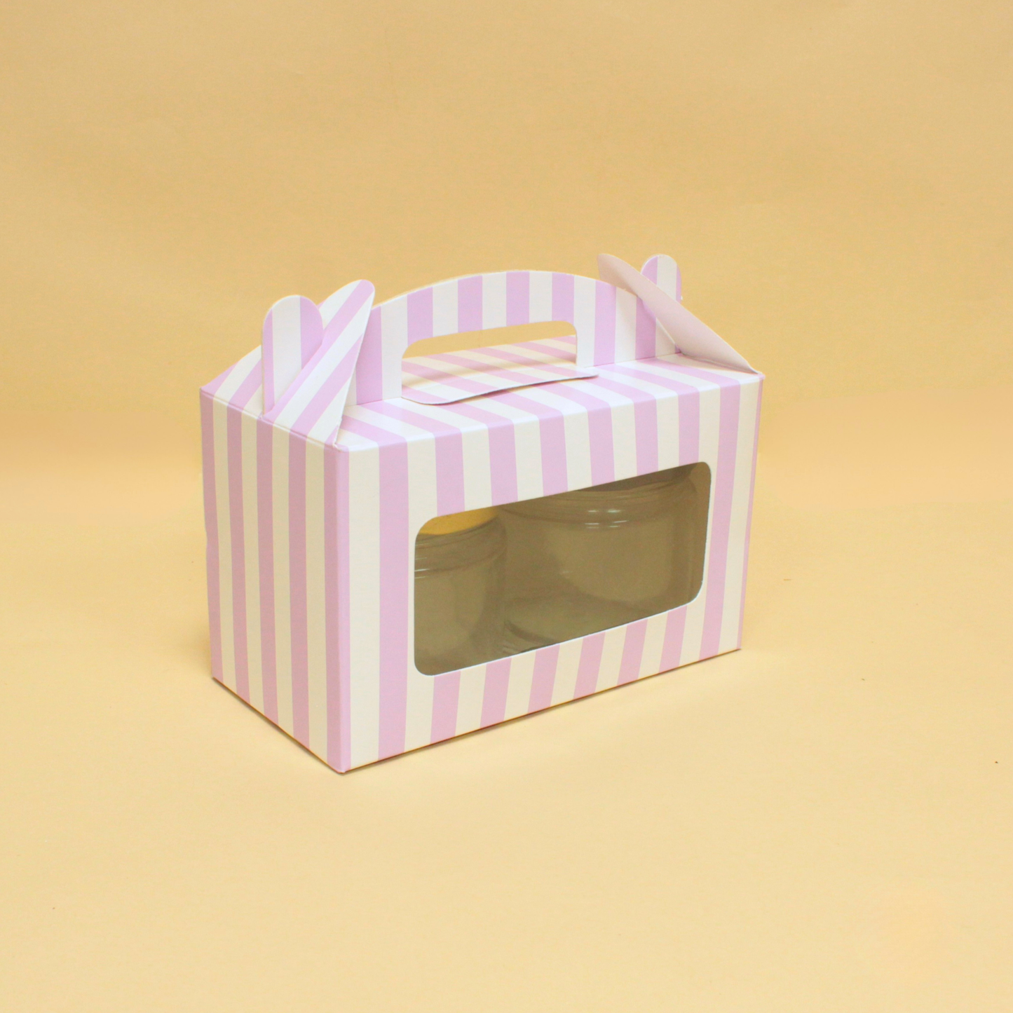Stripes Print Two Jar Box with Window | 7x4x3.5 Inch | Gift Packaging