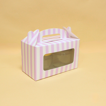 Stripes Print Two Jar Box with Window | 7x4x3.5 Inch | Gift Packaging