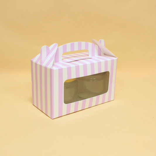 Stripes Print Two Jar Box with Window | 7x4x3.5 Inch | Gift Packaging