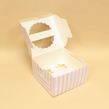 4 Cupcake Stripes Print Box | 7x7x4 Inches