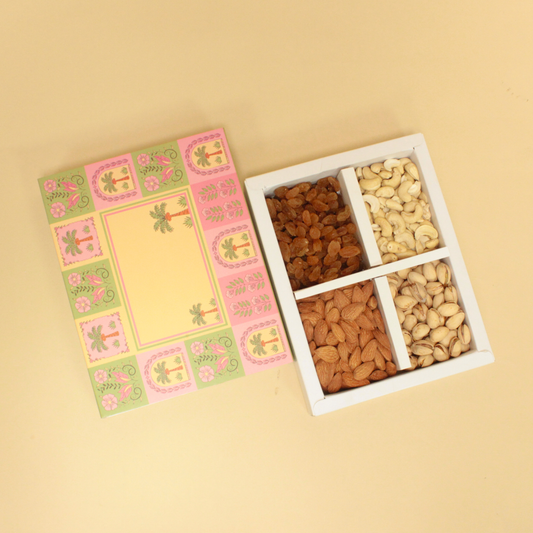 Floral Pattern Print Dryfruit Box | 8.5x6.5x1.5 Inches