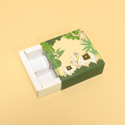 4 Cavity Pichwai Art Chocolate Box | 4.5x4.5x1.5 Inches