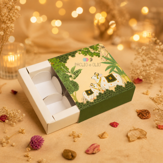4 Cavity Pichwai Art Chocolate Box | 4.5x4.5x1.5 Inches