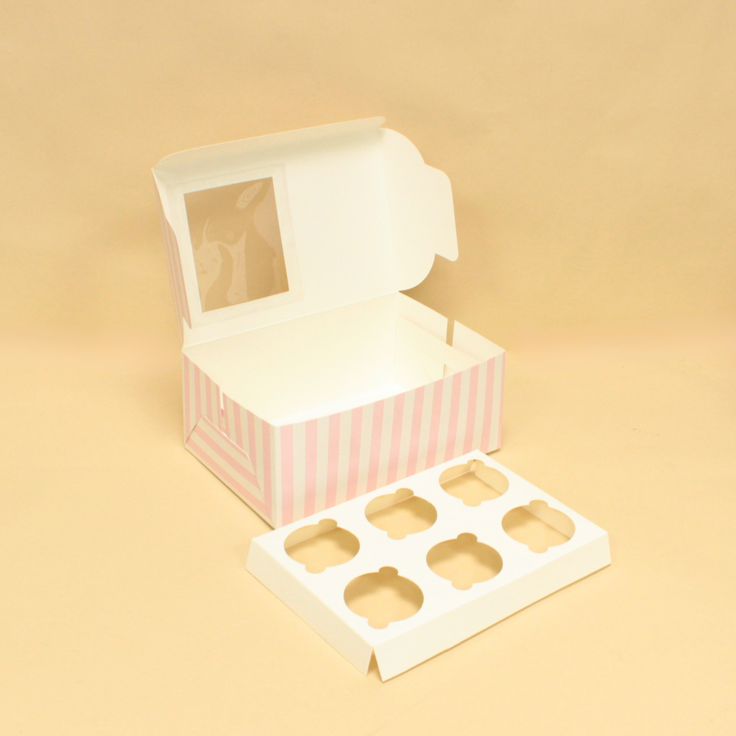 6 Cupcake Box with Window | 9x6x3.8 Inch | Premium Food Grade Packaging