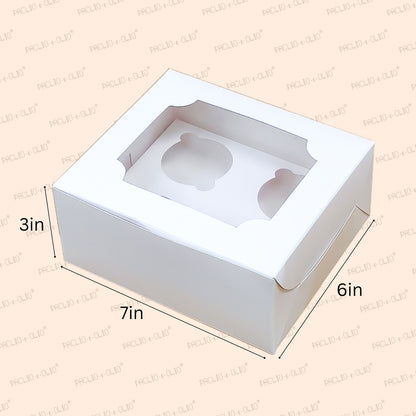 4 Cupcake Box | 7x6x3 Inches | White