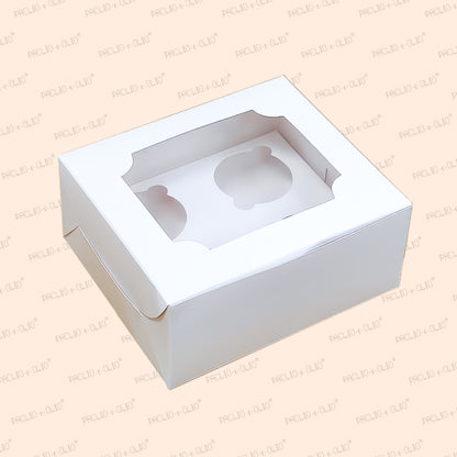 4 Cupcake Box | 7x6x3 Inches | White