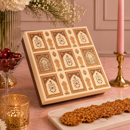 Festive Top Bottom Hamper Box | 9x9x2 Inches