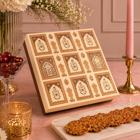 Festive Top Bottom Hamper Box | 9x9x2 Inches