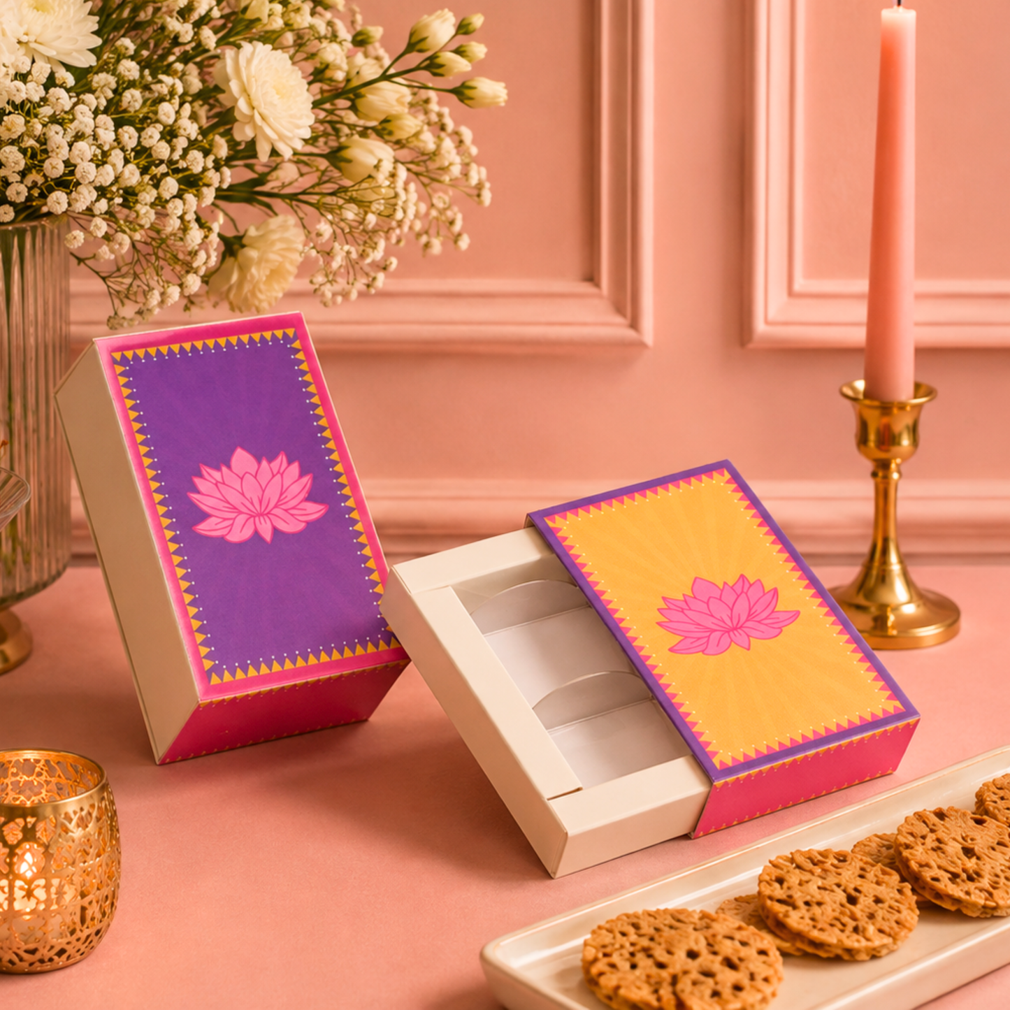 2 Cavity Lotus Chocolate Box | 4.2x2.7x1.5 Inches