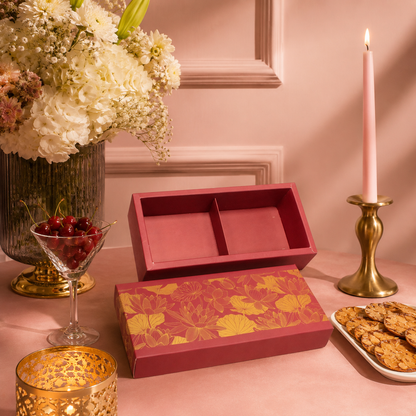Lotus Foil Hamper Top Bottom Box | 10.5x5x2.5 Inches