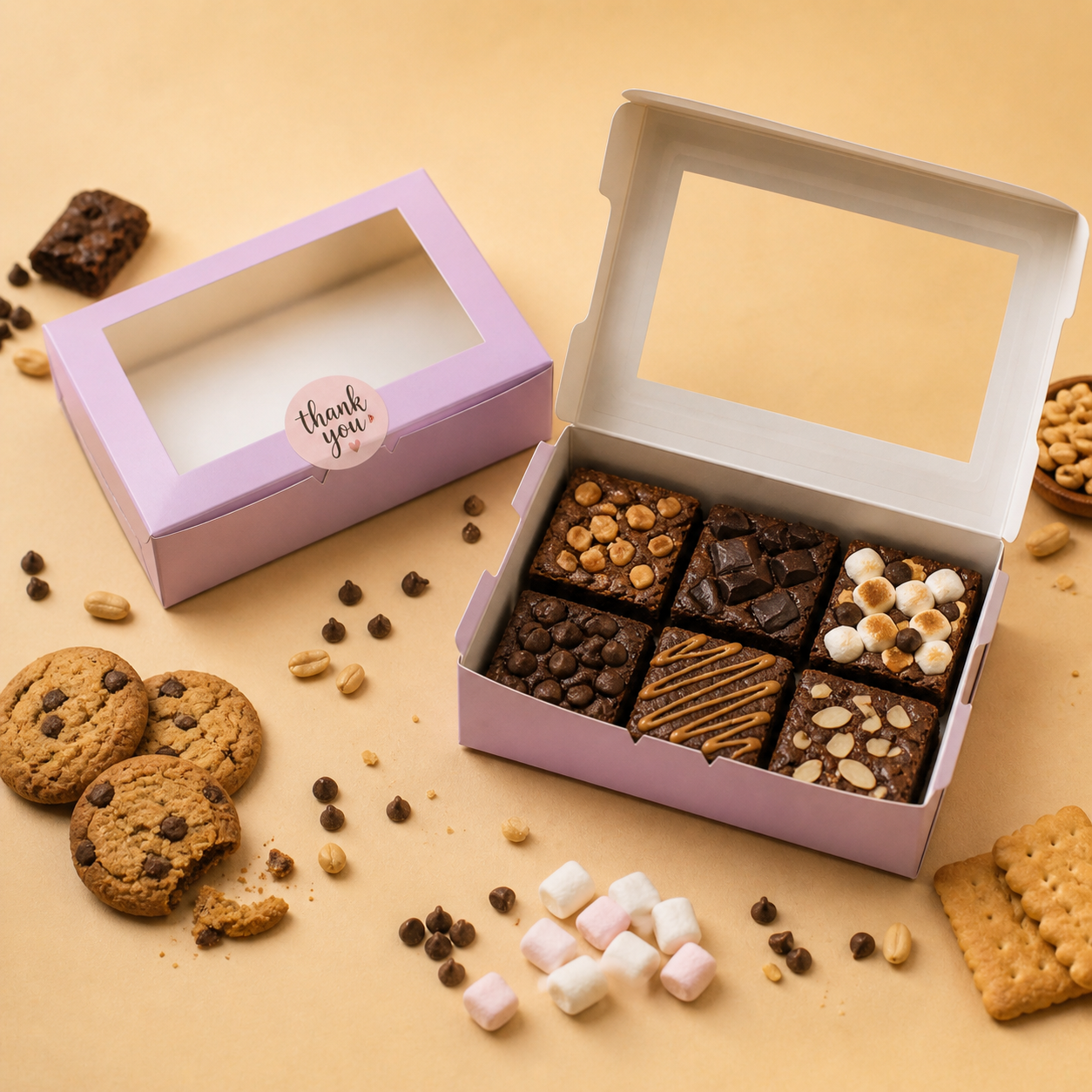 6 Pieces Brownie Box | 9x6x2 Inches