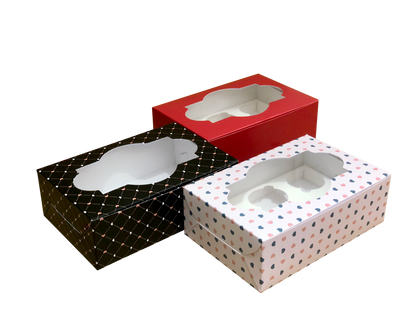 6 CAVITY CUPCAKE BOX W  CAVITY (9x6x3 INCHES)