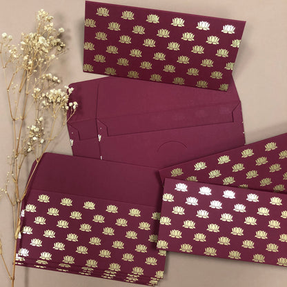 LOTUS MAROON ENVELOPE (7.5X3.5 INCHES)