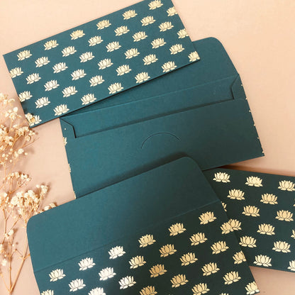 LOTUS GREEN ENVELOPE (7.5X3.5 INCHES)