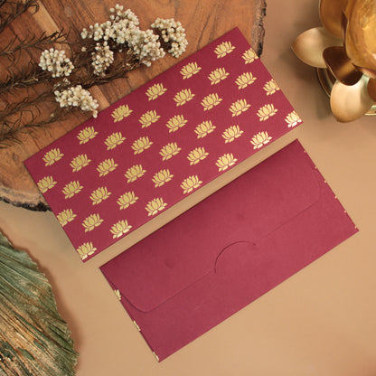 LOTUS MAROON ENVELOPE (7.5X3.5 INCHES)