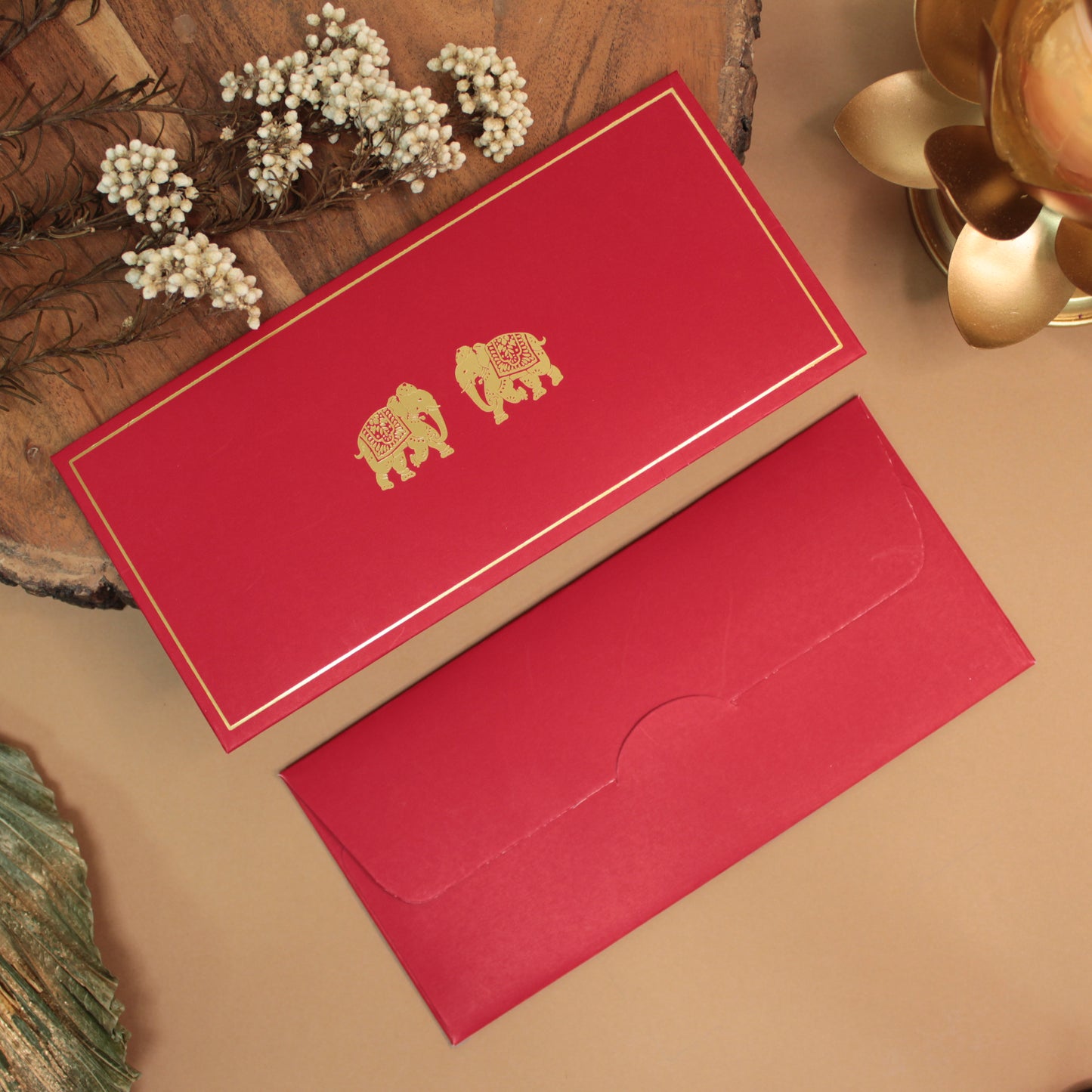 FOILED TWIN ELEPHANT ENVELOPE (7.5X3.5 INCHES)