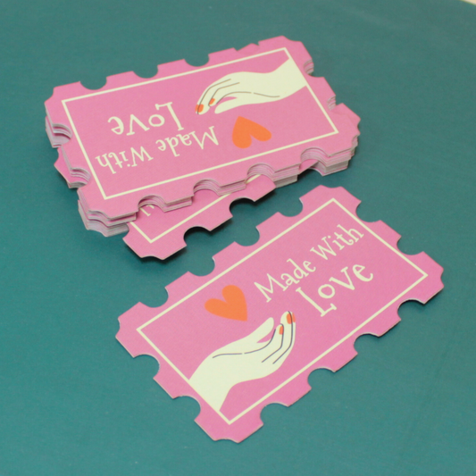 Made With Love Gift Tags | 3x1.5 Inches | Pack Of 25 Pieces